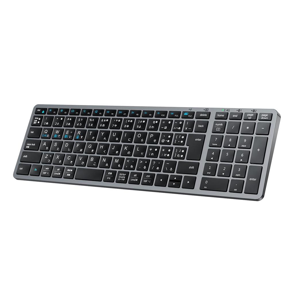iClever Wireless Keyboard, Bluetooth & 2.4G, Rechargeable Type-C, Quiet, Compact, Slim, JIS Japanese Layout, Lightweight, Pantograph Type, Dual Mode,
