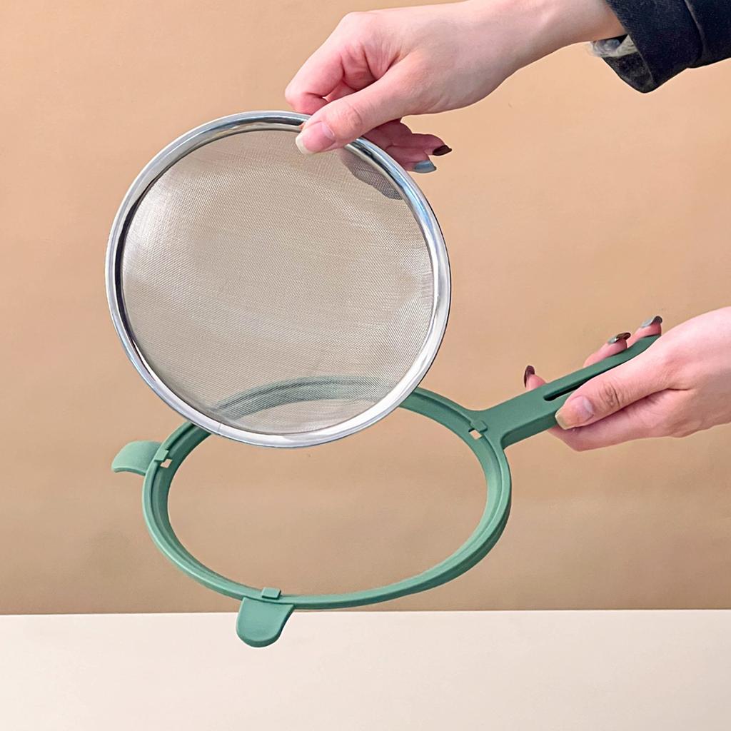 304 Stainless Steel Fine Mesh Flour Sieve Reusable Colander Residue Filter Spoon Detachable Strainer Skimmer Spoon Kitchen Tools