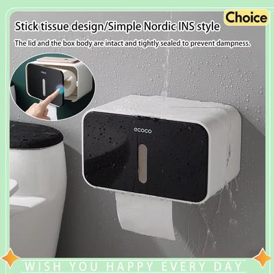 Bohrloser Wandmontierter Toilettenpapierhalter, Wasserdichter Badezimmer-Taschentuch-Organizer für Bad/Toilette/Wohnmobil, Platzsparendes Rostfreies Design