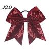 Stage Costume Accessories Sequins Hair Bows, Elastic Tie, Large Cheerleading Shiny Bows for Girls Band Ponytail Holder, Glitter Scrunchies Women Teens