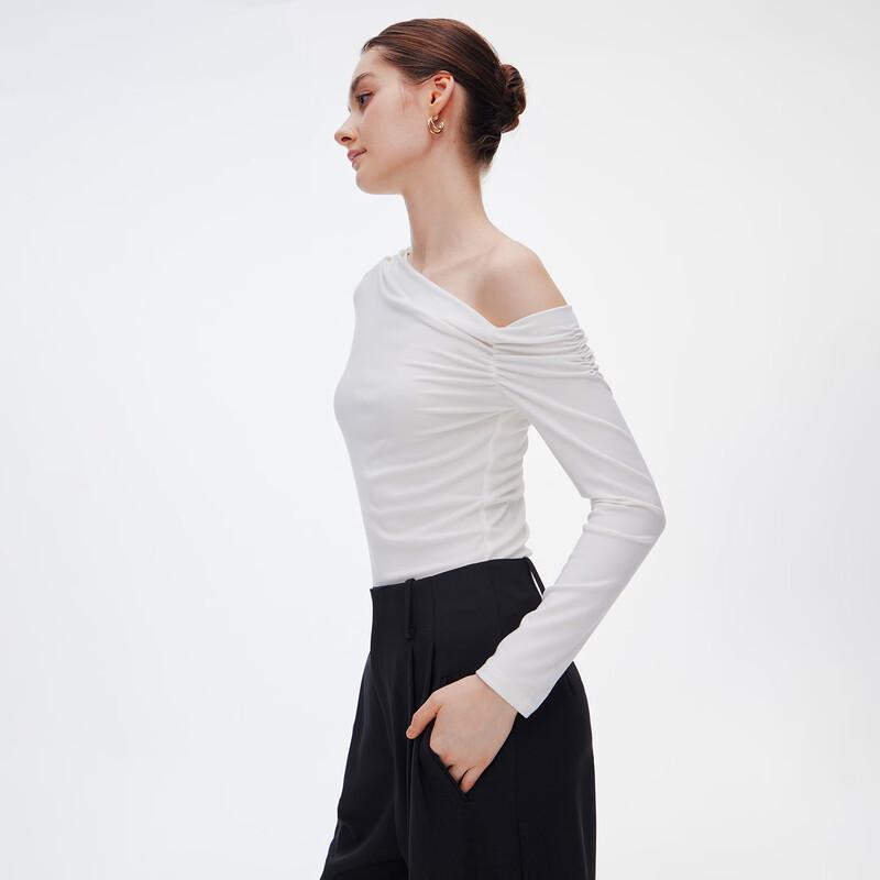 GIOVANNI VALENTINO Women's Slash Neck Long Sleeve Slim Fit T-Shirt