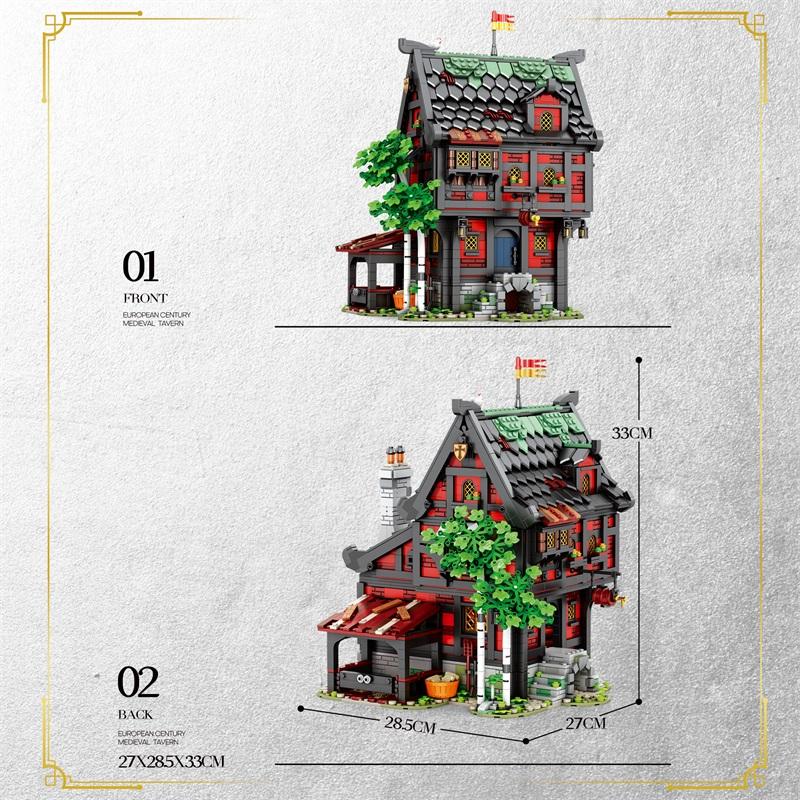 2953PCS Crusader Hotel Building Blocks European Street View Hotel Building MOC Model Bricks Desktop Ornaments Kids Toys Gifts