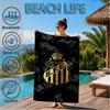 Fc Crest Design Printed Microfiber Beach Towel, Soft And Absorbent, Quick-Dry, Ideal for Summer Travel, Beach Essential, Swimming Pool