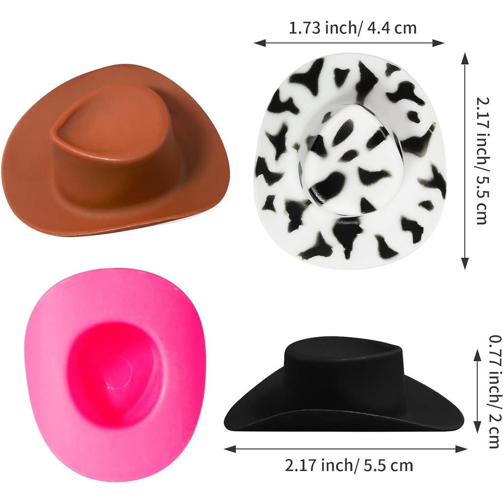 30 Pieces Mixed Color Mini Western Cowboy Hat Cowgirl Hat Doll Hats Plastic Cute Doll Hats Decoration Accessories for Party