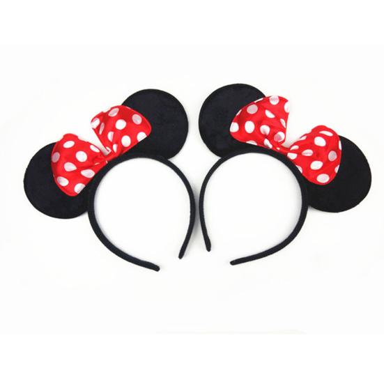 Cute Kid Girl Mickey Mouse Dot Print Bow Ear Hairband Hair Hoop Party Accessory