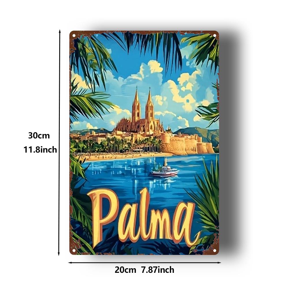 Aluminum Metal Wall Art x Inch Balearic Islands Scenery Rustic Sign for Living Room Game Room Kids Room 20x30cm（7.8x11.8inch）