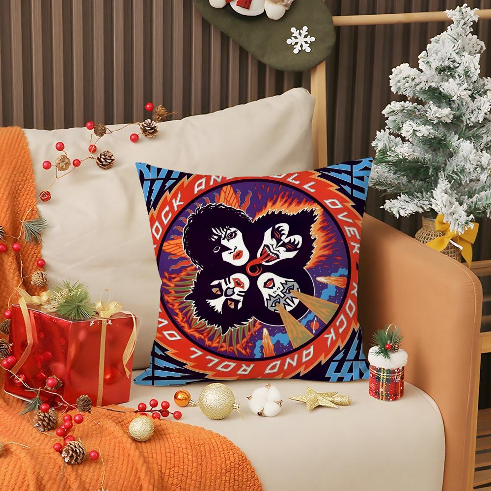 American Rock K-Kiss Band Pillow Case Anti-dustmite Pillow Invisible zipper silky short plush Sofa cushion cover