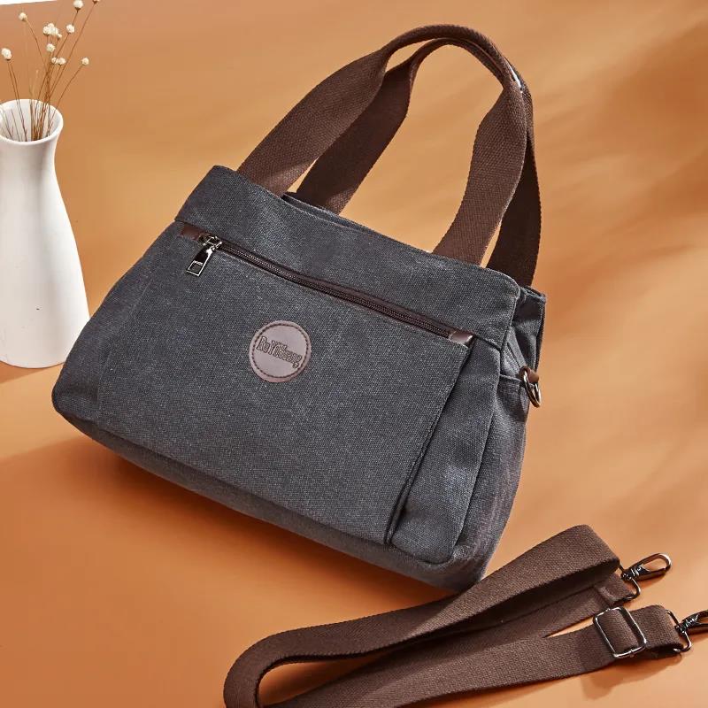 Canvas Bag Women's Versatile Casual Messenger Bag Multifunctional Single Shoulder Bag Large Capacity Handbag