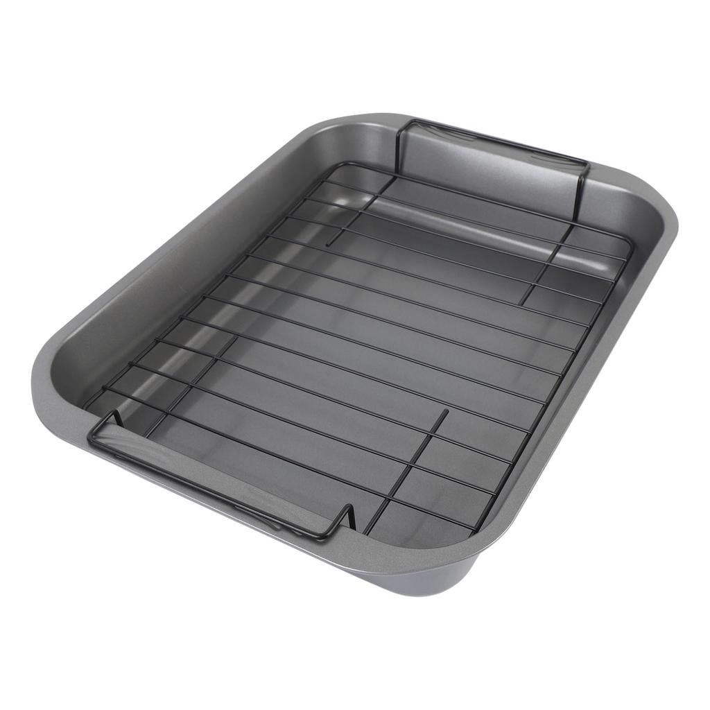 Nonstick Roaster with Rack Carbon Steel Heat Resistant Rectangular Roasting Pan Oven Baking Tray