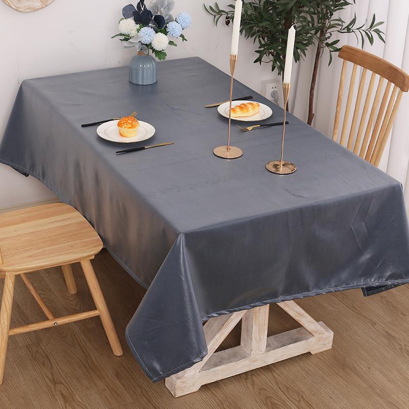 Japanese Linen-Cotton Tablecloth Waterproof Oil-Proof Wash-Free Solid Color Rectangular Dust-Proof Cover Tablecloth Soft Drape