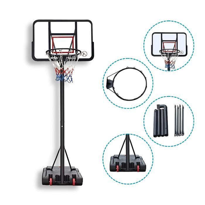 DEVESSPORT Panier de Basket - Réglable 1,90-3,05m - Base Mobile - Extérieur - Arceau Ø47cm