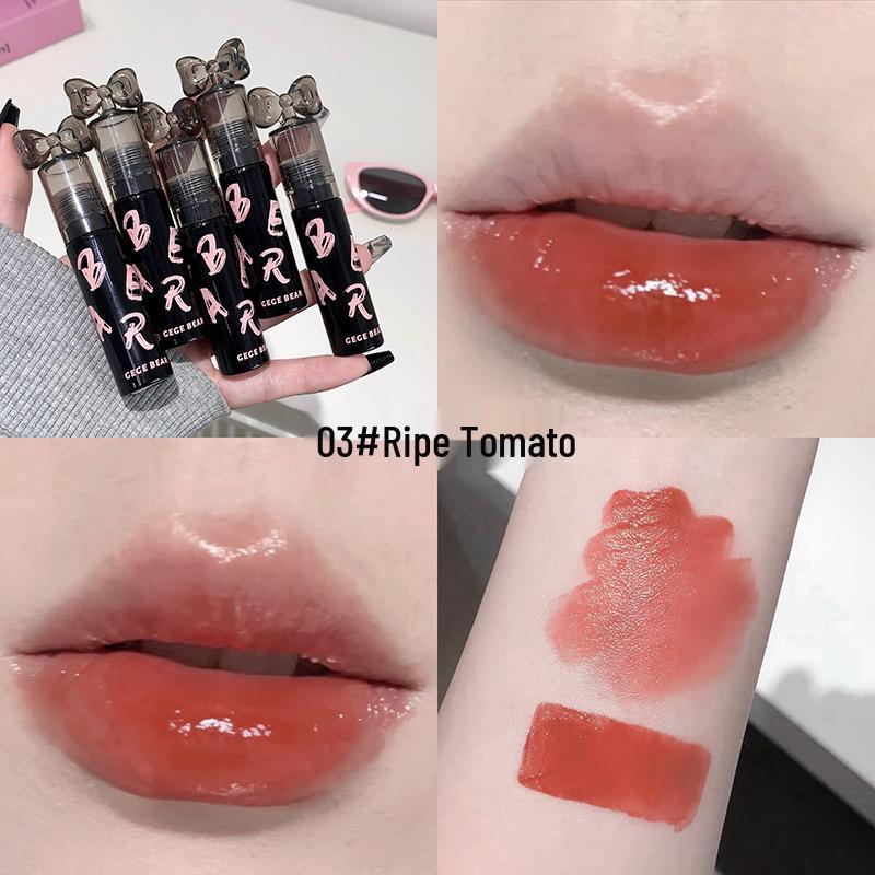 Makeup Gege Bear Crystal Clear Waterproof Glossy Lip Glaze - Plump, Moisturizing, and Long-Lasting with Mirror Finish.