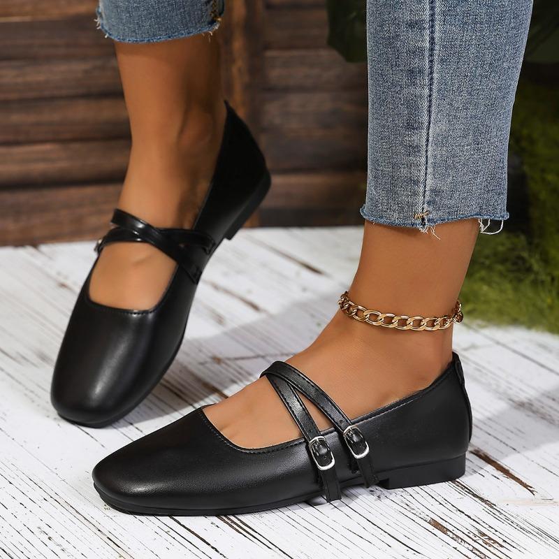

Square-toe Retro-style Women s New Trendy Basic Open-toe Flat Shoes 42 чорний