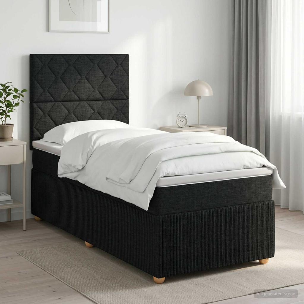 Box Spring Bed with Mattress Black 80 x 200 cm Fabric