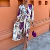 Summer New Women's Clothing, European and American Women's Clothing, Sexy and Elegant V-neck Printing Slim Casual Suit