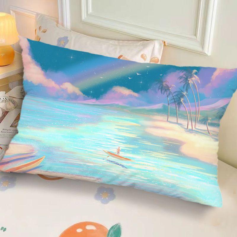 Ins-Style Ink Landscape Dormitory Pillow,Bedside Bedroom Pillow Gift,Nap Creative Living Room Sofa Cushion
