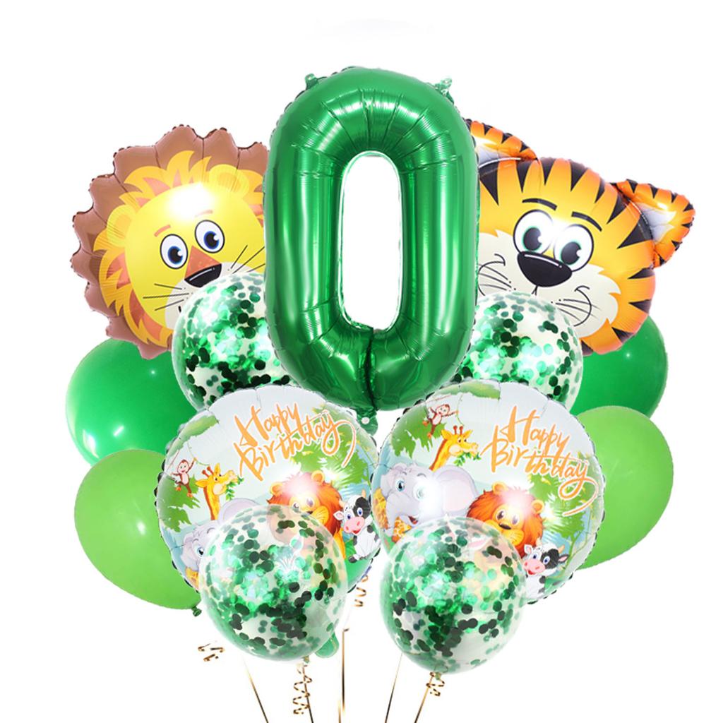 Green Forest Tiger Lion Animal Balloon Set Green Digital Birthday Party Decorative Balloon