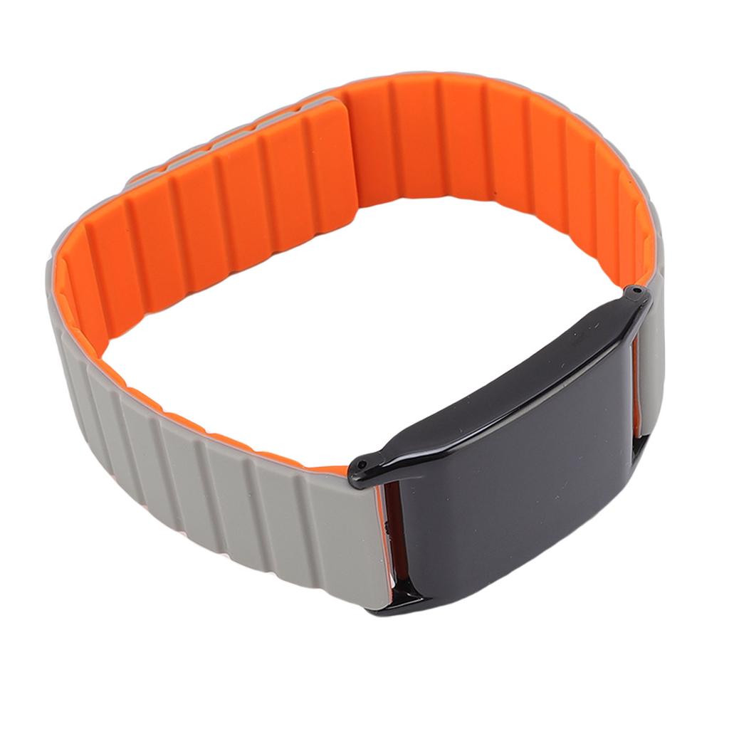Magnetic Silicone Watch Band Replacement for WHOOP 4.0 Watch Fitness Tracking Band Soft Skin Friendly Gray Orange