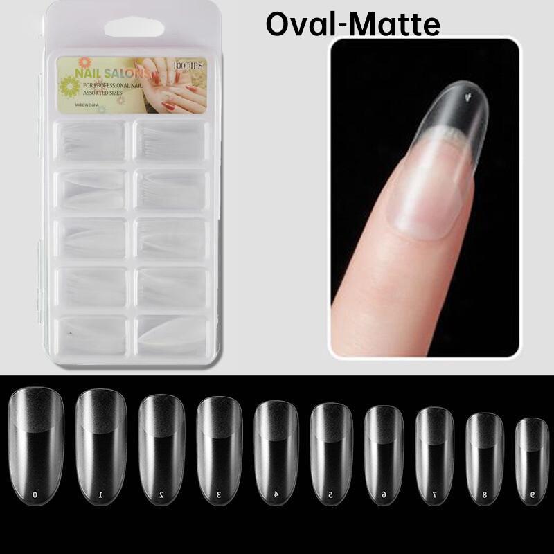 100Pcs Matte Press On Nail Tips Soft Full Cover False Nails Oval Almond Sculpted Fake Nail