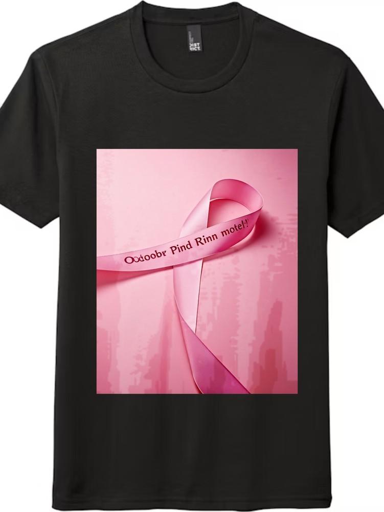 

Футболка с розовой лентой для осведомленности о раке молочной железы - Минималистичная с круглым вырезом, Унисекс L