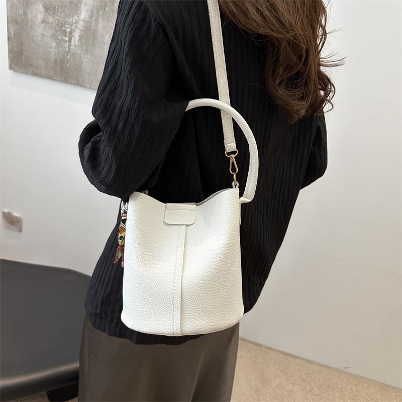 Stylish Korean Fashion Bucket Bag For Spring Summer 2024 In Black White Blue Yellow Colors