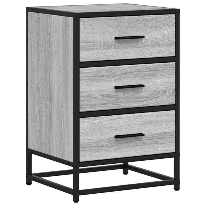VidaXL Bedside Table Sonoma Grey 40x34.5x60 Cm Engineered Wood Metal, Side Table, Nightstand, Side Table 848722