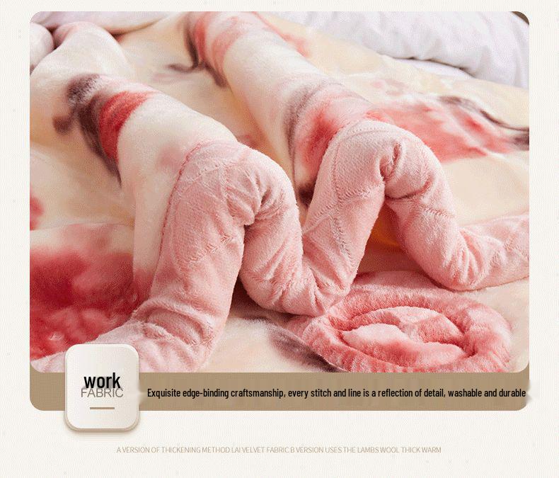 G5Z Double Layer Winter Blanket: Thick Flocked Raschel & Milk Fleece for Cozy Naps.