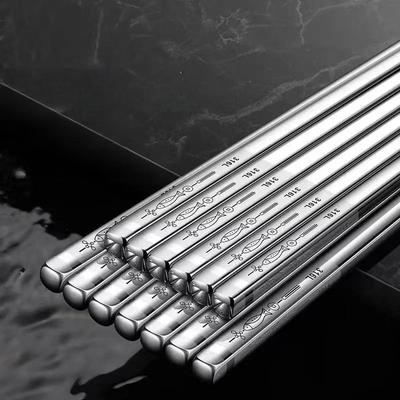 5 Pairs Chopsticks Food Grade Stainless Steel Household High End Light Luxury Premium Feel Commercial Catering