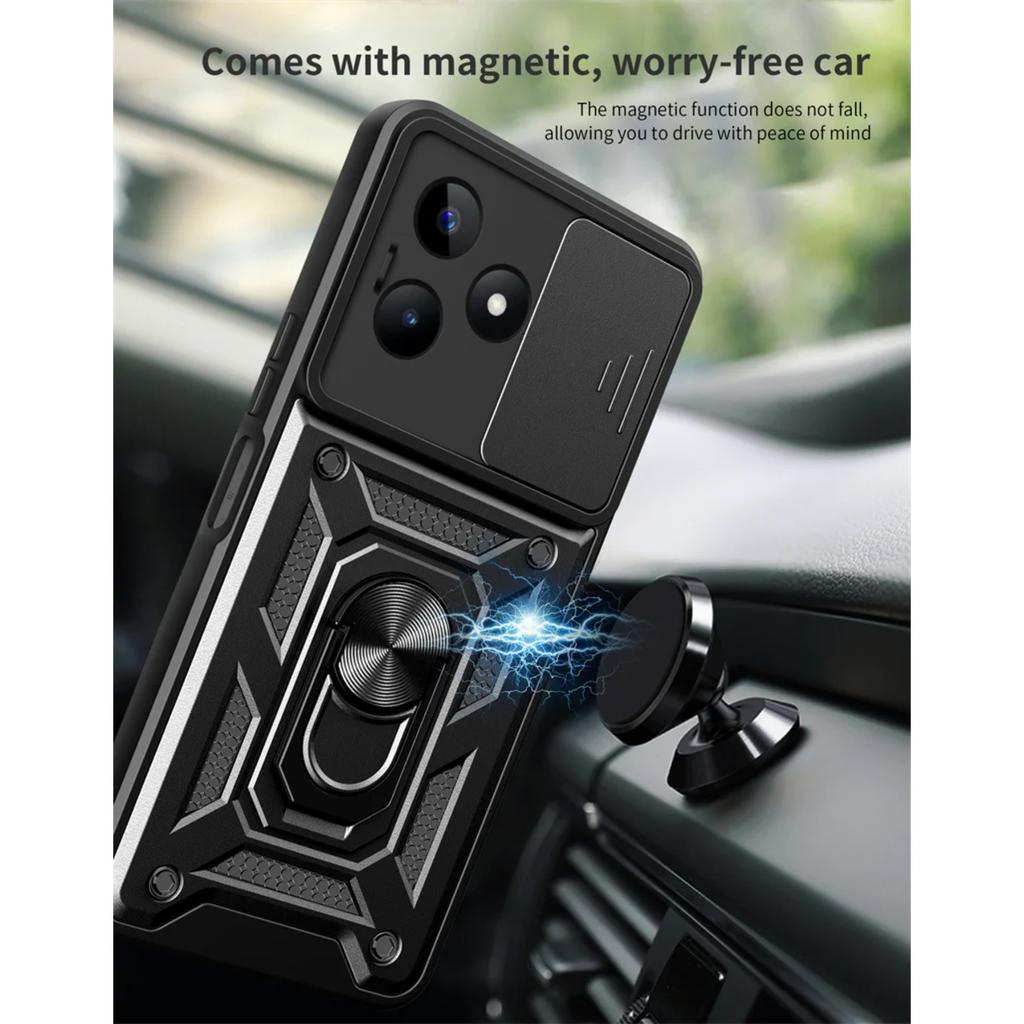 For Realme C53 4G Case Slide Camera Protect Armor Case For Oppo Realmi Realme C53 C 53 RealmeC53 Magnetic Holder Ring Cover