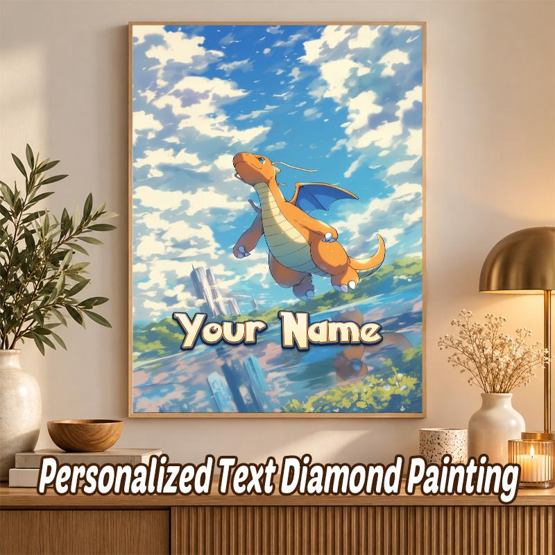 Dragonite Custom Name Diamond Painting Personalized 5D Full Drill DIY Diamond Art Home Decor