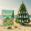Sea Glass Christmas Tree Advent Calendar 2025 with 24 Mini Christmas Tree Ornaments Christmas Countdown Calendar for Tree Decor