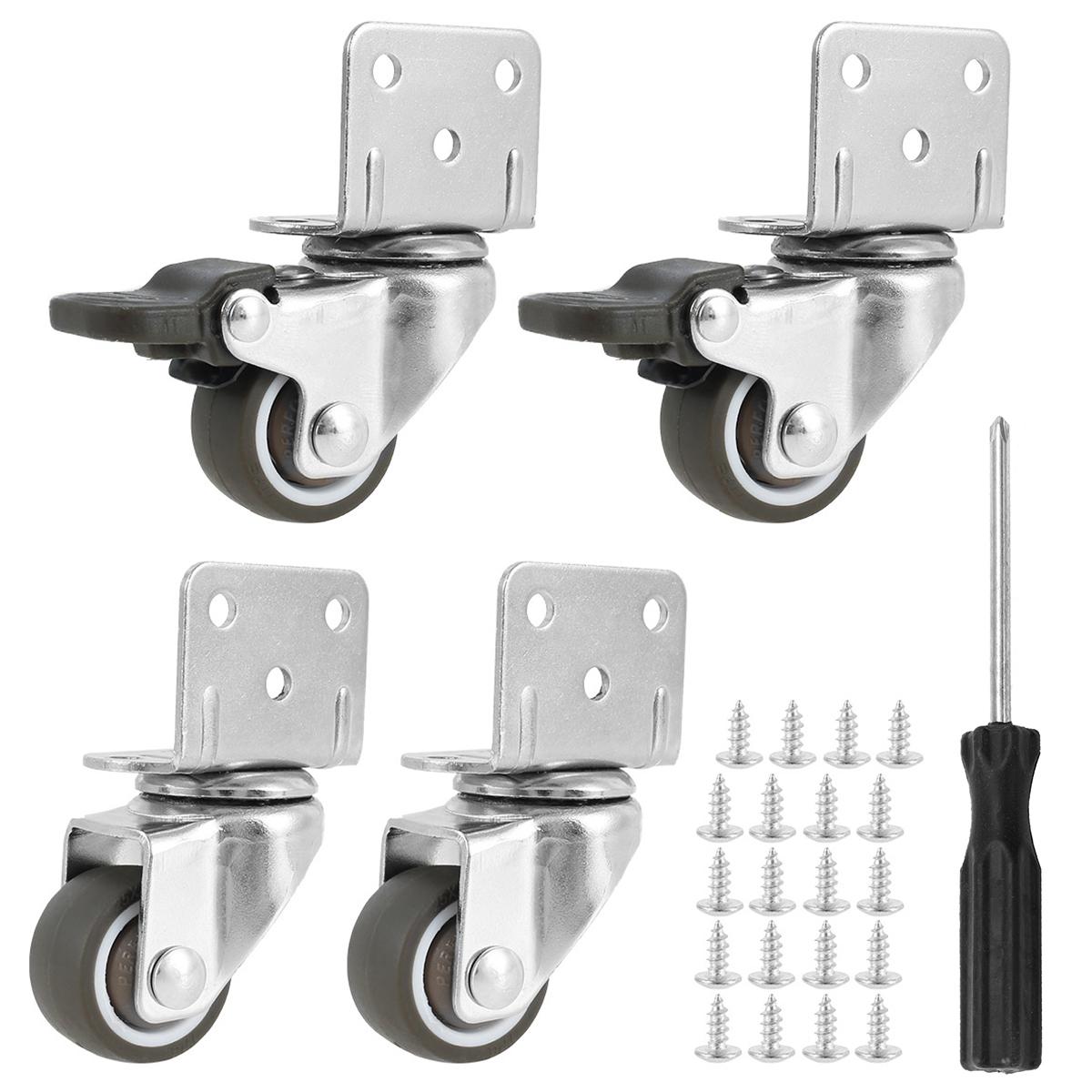 2inch Furniture Caster Soft Rubber Universal Wheel Furniture Castors Heavy Duty Casters Stable Swivel Plate Casters L-Shaped