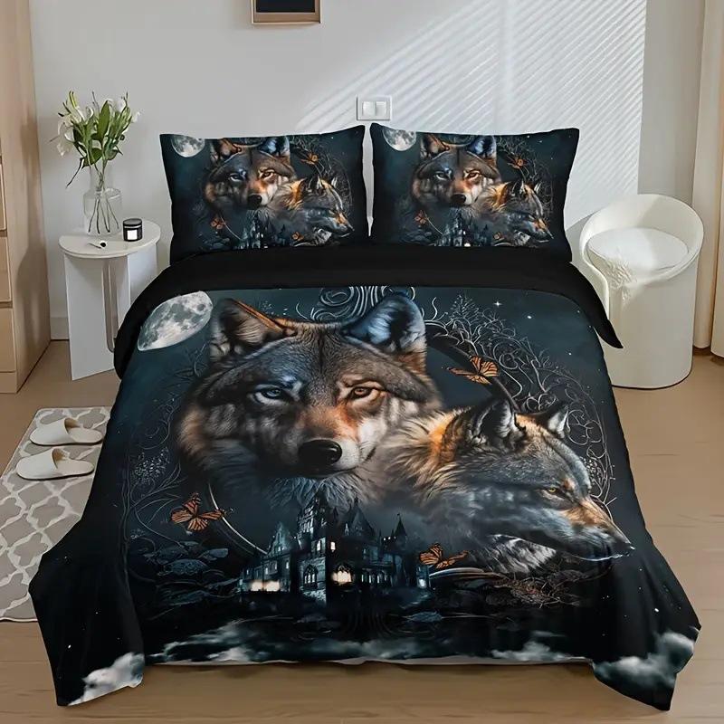 Digital Printing Duvet Cover Kit 3D Bedding Quilt Cover Pillowcase Three-Piece Set