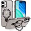 Protective Case - BOOLING - for iPhone 17 - Glittery with Adjustable Magnetic Circle - Grey