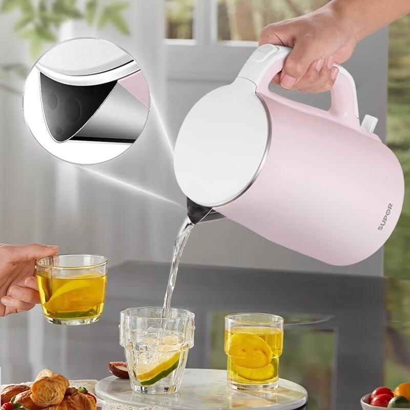 SUPOR 1.5L Double-Layer 304 Stainless Steel Electric Kettle