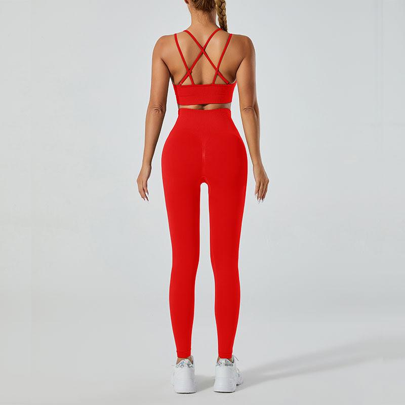 Completo Yoga da Donna con Top con Schiena a Croce e Leggings a Vita Alta per Fitness e Pratica Yoga