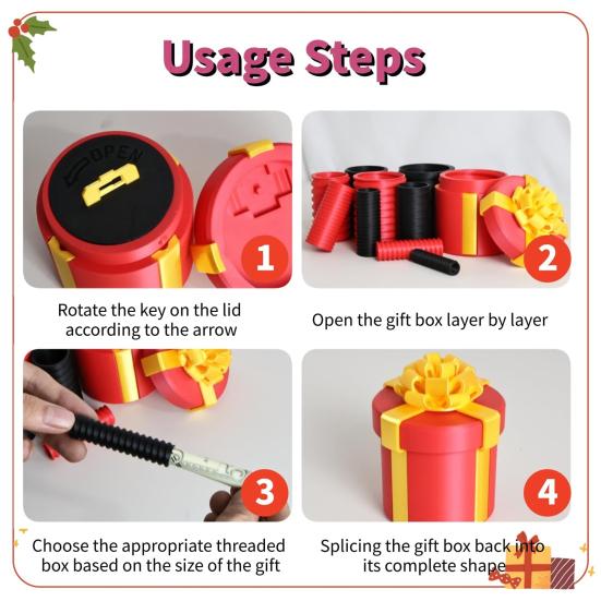 Annoying Nested Screw Gift Box Customizable Difficulty Annoying Gift Box with 3 To 10 Levels Prank Gift Packaging for Birthday Party Fun Gag Gifts