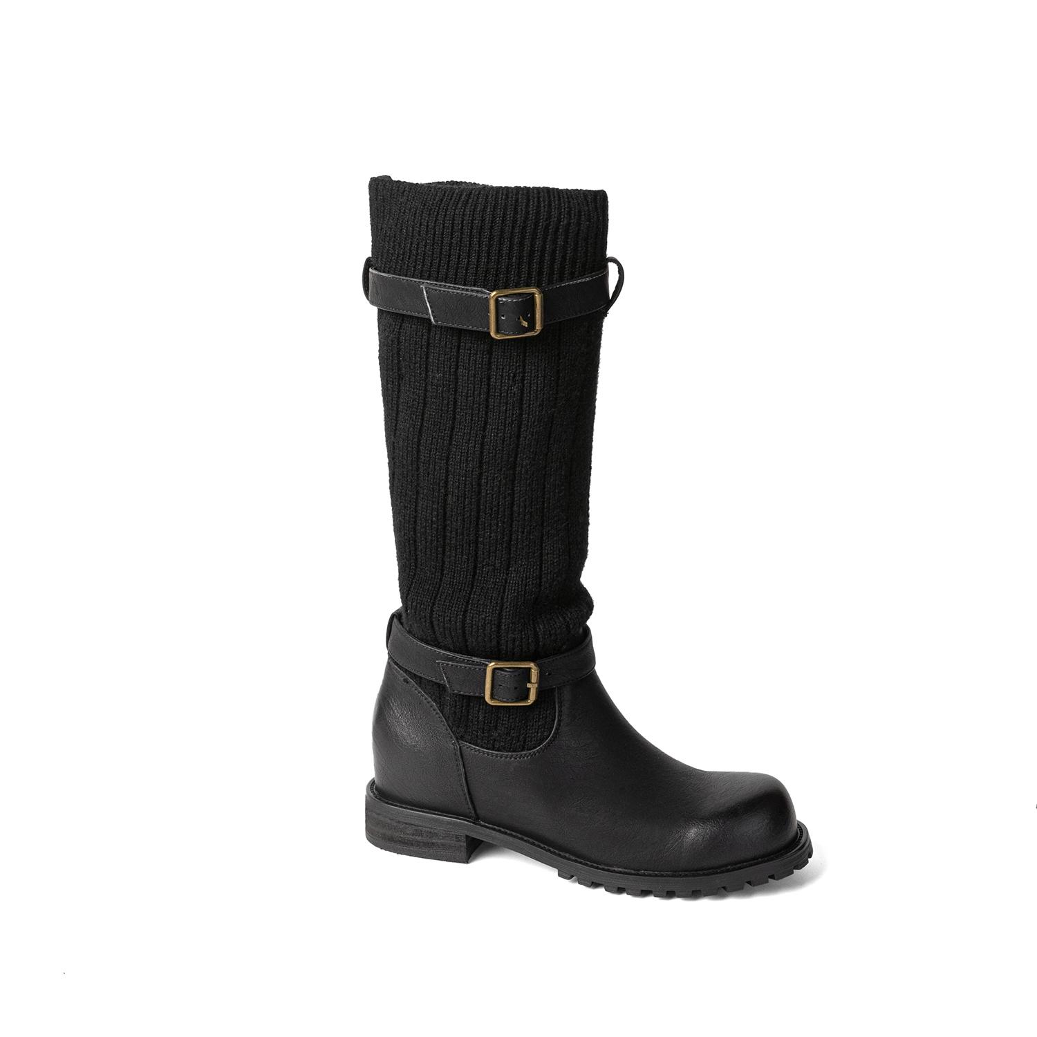 Krazing Pot Осенне-зимняя обувь из коровьей кожи Модные сапоги с круглым носком Сохраняют — фото 4