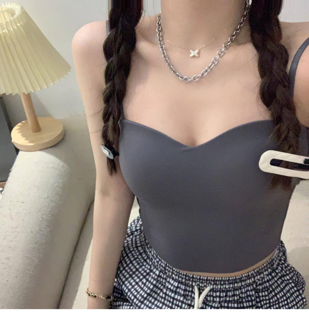 Ice silk sling vest inner anti-light with chest pad integrated tube top, beauty back underwear, bra, summer backing top