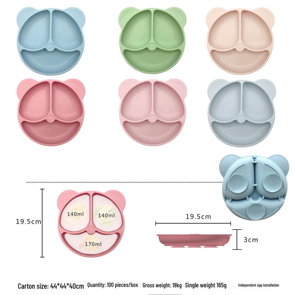 Little Bear Silicone Suction Plate & Bib Set for Infants and Toddlers