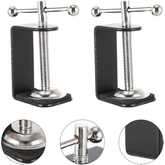 2Pcs Small C Clamps, 2inch Desk Mount Clamps Plastic C Bracket with Stainless Steel Screw for Securely Holding Tables - Tripods and More Versatile