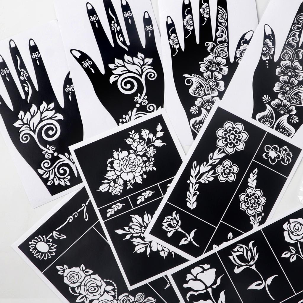 Hollow Tattoo Stencil Hand Painted Indian Henna Body Painting Tattoo Template Tattoo Stencil Stickers Festival Makeup Tool