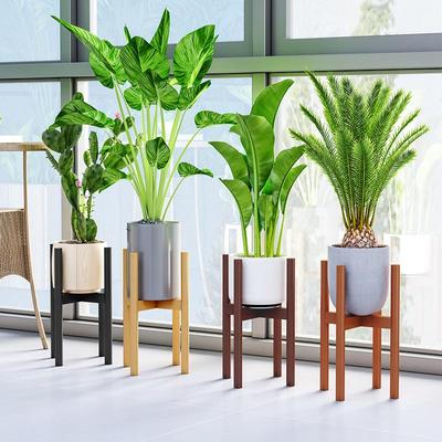 Verstellbarer Pflanzenständer, Bambus-Zimmerpflanzenständer, Eckblumenhalter für das Wohnzimmer, passend für 19 cm bis 27 cm große Töpfe