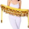 Tassel Belly Dance Hip Scarf with Gold Color Coin Waist Chain Trendy Hip Scarf  Show Costumes