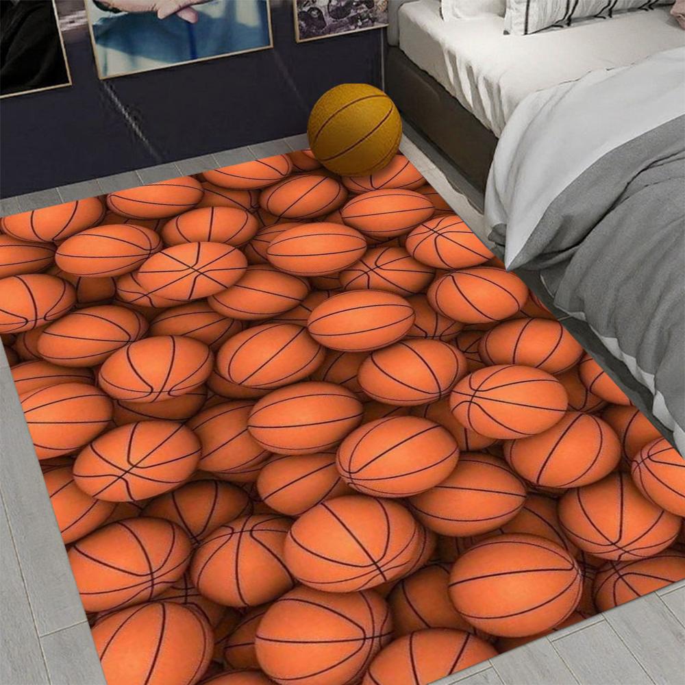 Sports Basketball Theme Carpet Basketball Hoop Pile Shooting Scene Court Patterns NonSlip Rug For Bedroom Game Room Decor