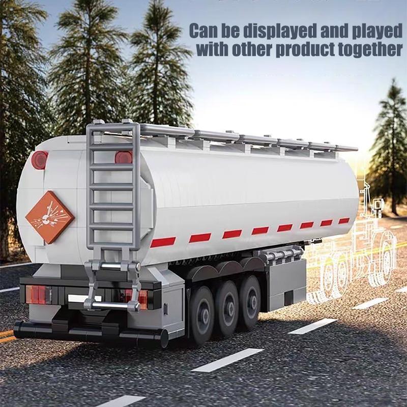 Techniczny MOC Europejska Ciężarówka Naczepa Zbiornik Paliwa Zestaw Klocków Budowlanych DIY Miejski Model Ciężarówki Inżynieryjnej Zestawy Zabawek Dla Dzieci Prezenty