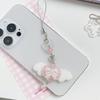 Cute Pink Fur Angel Wing Phone Strap Keychain With Bow Charm Unique Bag Decoration For Girls Lolita Style Accessories