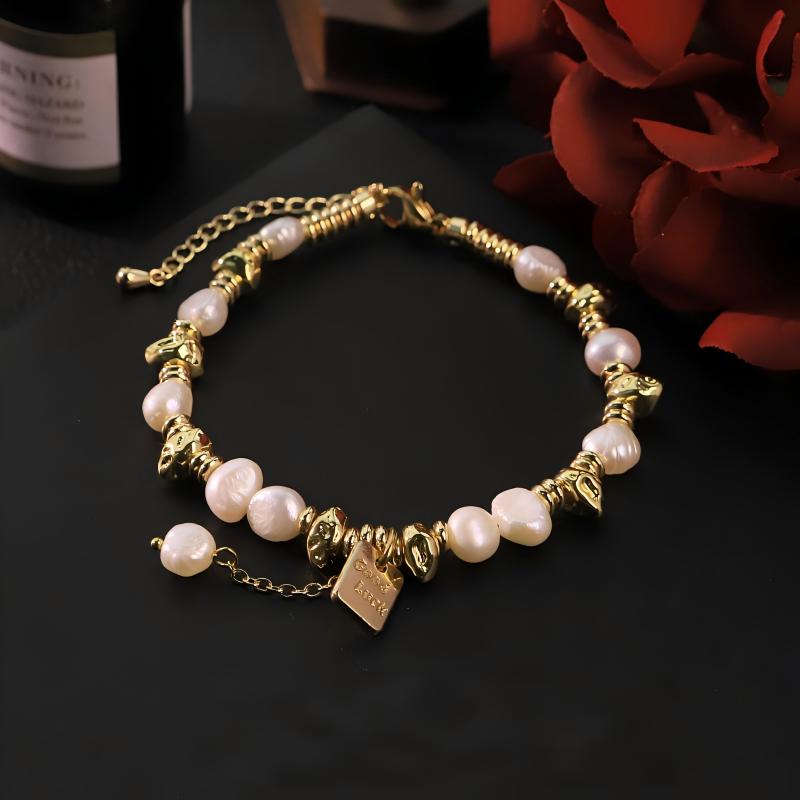 Original Design Natural Pearl Chain Bracelet, Light Luxury Style, Versatile, High-end Bangle, Hand Accessory