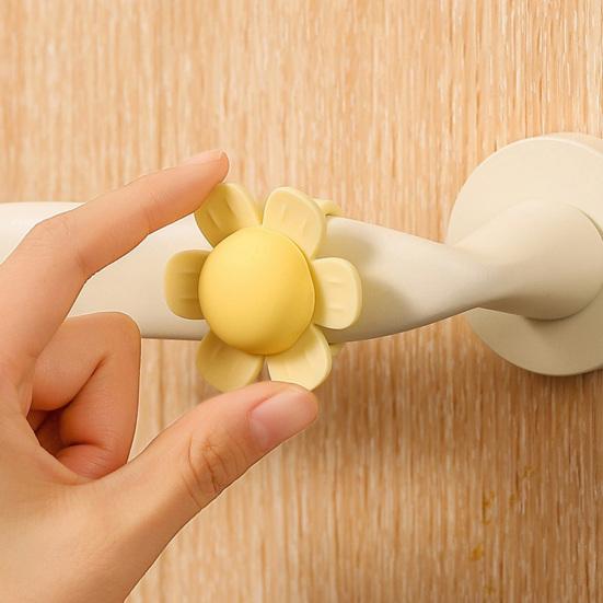 Solsikke Dørhåndtag Stopper Vægbeskytter Silikone Dørhåndtag Stop Væg Kofanger Støjreduktion Hjemmekontor Dørmontering Kollisionsbeskyttelse
