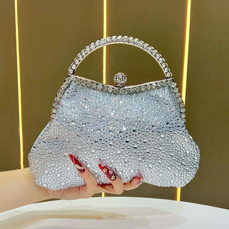 2025 New Fashion Luxury Fine Diamond Inlay Evening Clutch Bag Women Brand High End Rhinestone Handbag Wedding Party Shoulder Bag